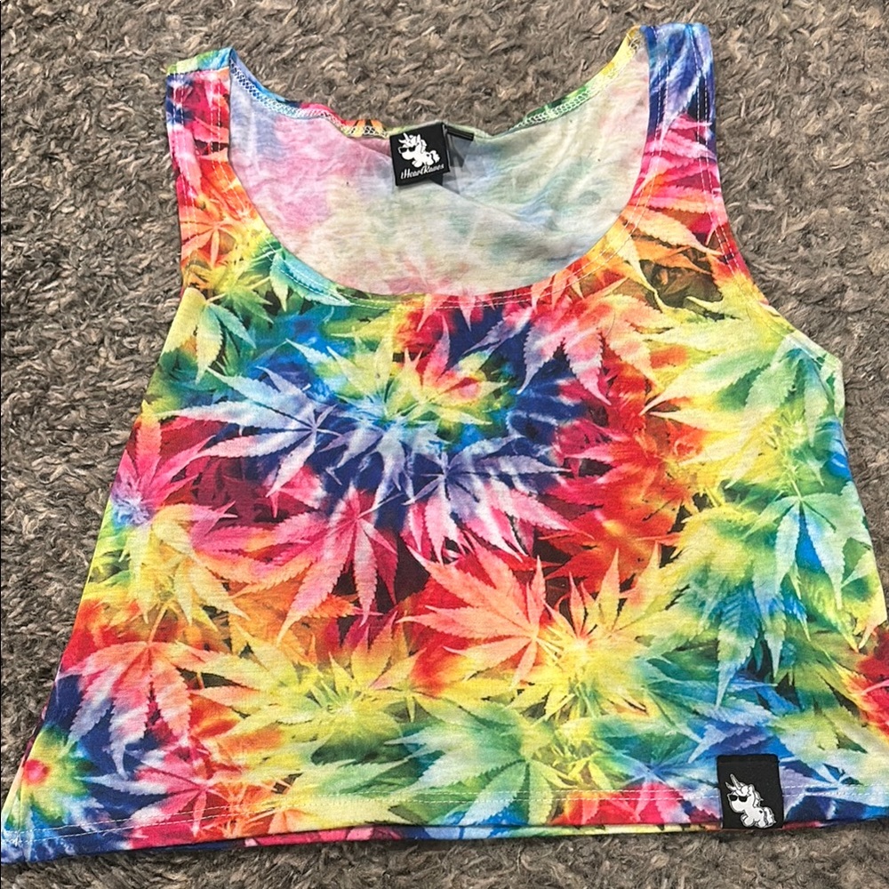 iHeartRaves Colorful Leaf Tank Top